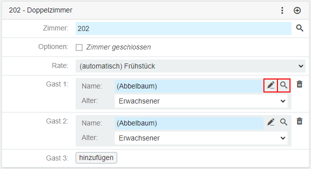Buchung Gast zuweisen