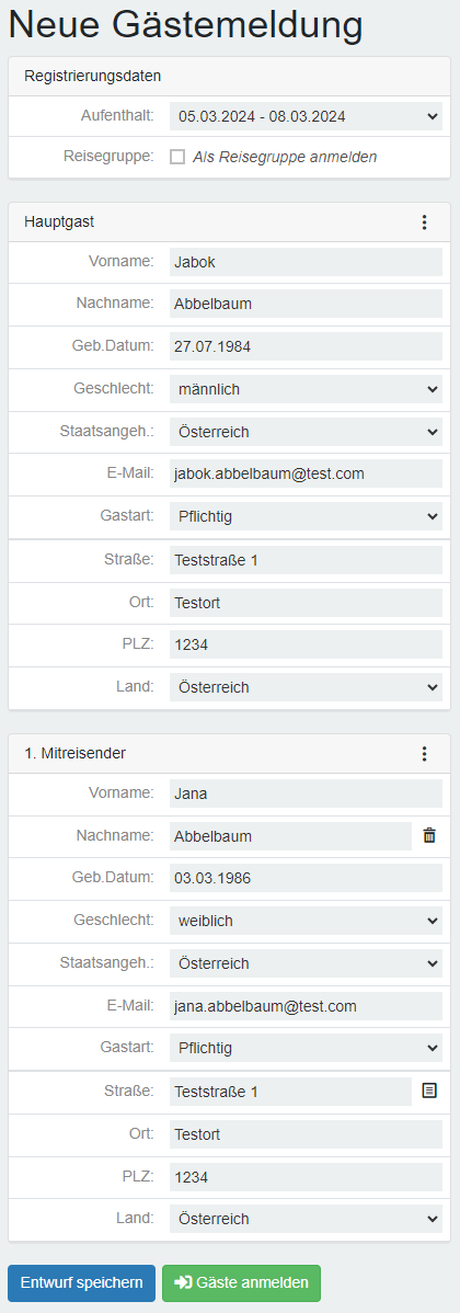 Gaestemeldung Details