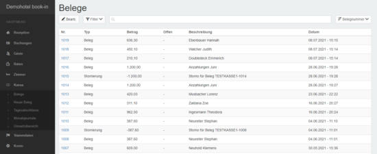 Belege Übersicht