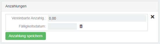 Buchung Anzahlung bearbeiten