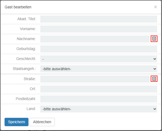 Buchung Gast bearbeiten