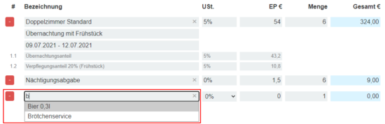 Rechnung Position bearbeiten