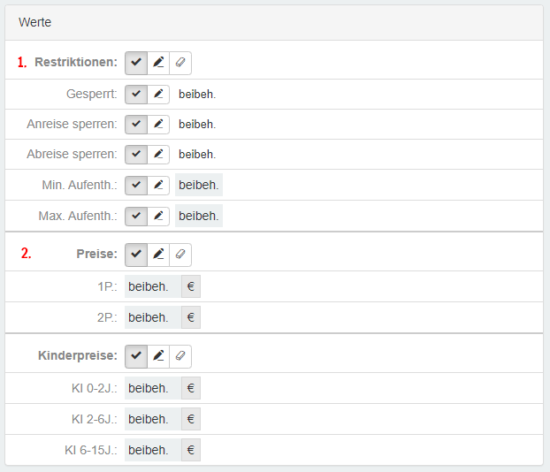 Zeitraumwartung Optionen